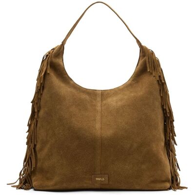Manfield Cognac Suède Schoudertas Met Franjes - Maat Onesize cognac Manfield Cognac Suède Schoudertas Met Franjes - Maat Onesize cognac