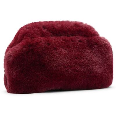 Manfield Burgundy Clutch Van Faux Fur Clip - Maat Onesize rood Manfield Burgundy Clutch Van Faux Fur Clip - Maat Onesize rood