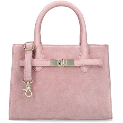 Manfield Roze Suède Handtas Met Ritssluiting - Maat Onesize roze Manfield Roze Suède Handtas Met Ritssluiting - Maat Onesize roze