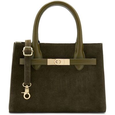 Manfield Olijfgroene Suède Handtas Met Ritssluiting - Maat Onesize groen Manfield Olijfgroene Suède Handtas Met Ritssluiting - Maat Onesize groen