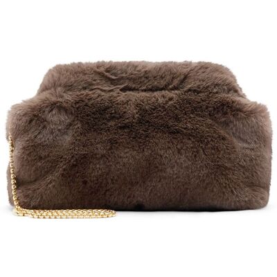 Manfield Grijze Clutch Van Faux Fur Clip - Maat Onesize grijs Manfield Grijze Clutch Van Faux Fur Clip - Maat Onesize grijs