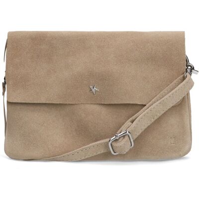 Manfield Beige Suède Clutch Met Drukknoop - Maat Onesize beige Manfield Beige Suède Clutch Met Drukknoop - Maat Onesize beige