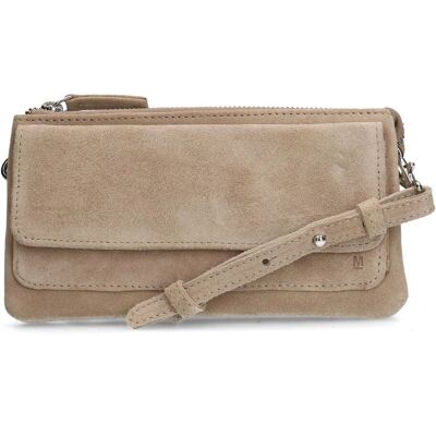Manfield Beige Suède Clutch Met Ritssluiting - Maat Onesize beige Manfield Beige Suède Clutch Met Ritssluiting - Maat Onesize beige