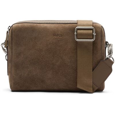 Manfield Taupe Suède Unisex Schoudertas Met Ritssluiting - Maat Onesize taupe Manfield Taupe Suède Unisex Schoudertas Met Ritssluiting - Maat Onesize taupe
