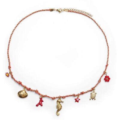 Manfield Rode Ketting Met Bedeltjes - Maat Onesize rood Manfield Rode Ketting Met Bedeltjes - Maat Onesize rood