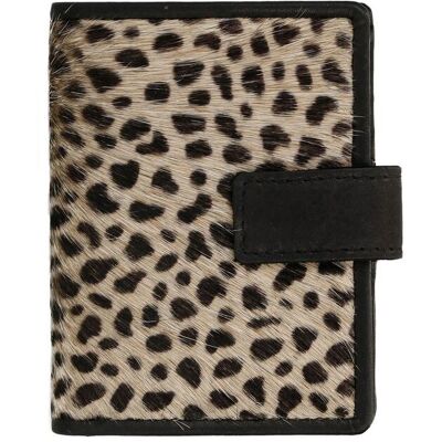 Manfield Portemonnee Met Leopard Print Met Drukknoop - Maat Onesize zwart Manfield Portemonnee Met Leopard Print Met Drukknoop - Maat Onesize zwart