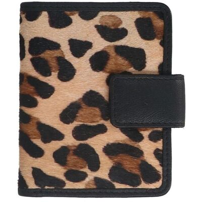 Manfield Panter Portemonnee Met Drukknoop - Maat Onesize bruin Manfield Panter Portemonnee Met Drukknoop - Maat Onesize bruin
