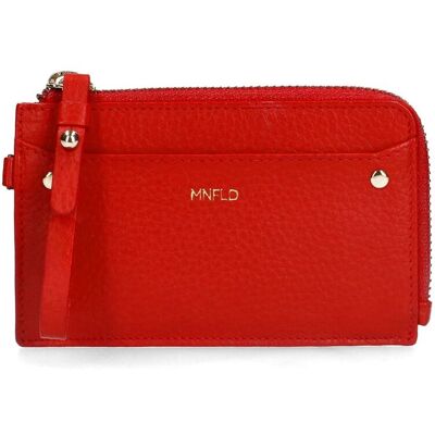 Manfield Rode Leren Portemonnee Met Ritssluiting - Maat Onesize rood Manfield Rode Leren Portemonnee Met Ritssluiting - Maat Onesize rood
