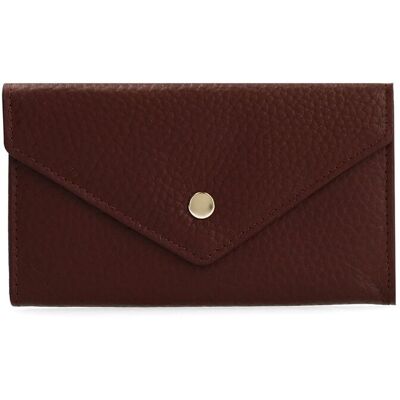 Manfield Burgundy Leren Portemonnee Met Drukknoop - Maat Onesize rood Manfield Burgundy Leren Portemonnee Met Drukknoop - Maat Onesize rood