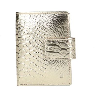 Manfield Metallic Goudkleurige Leren Portemonnee Met Crocoprint - Maat Onesize goud Manfield Metallic Goudkleurige Leren Portemonnee Met Crocoprint - Maat Onesize goud