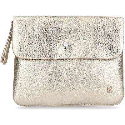 Manfield Goudkleurige leren portemonnee goud Manfield Goudkleurige leren portemonnee goud