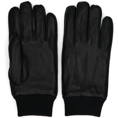 Manfield Zwarte leren heren handschoenen zwart Manfield Zwarte leren heren handschoenen zwart