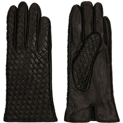 Manfield Zwarte leren handschoenen met details zwart Manfield Zwarte leren handschoenen met details zwart