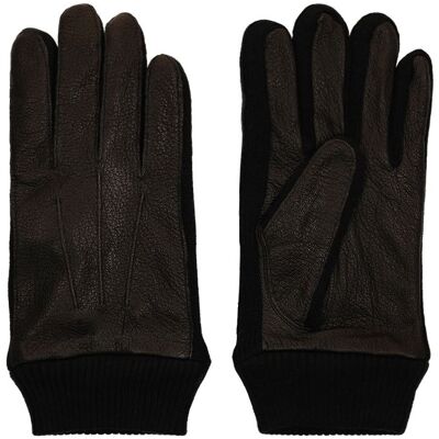 Manfield Zwarte leren heren handschoenen zwart Manfield Zwarte leren heren handschoenen zwart