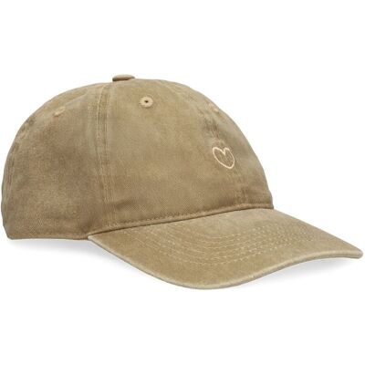 Manfield Washed Groene Pet Met Hartje - Maat Onesize groen Manfield Washed Groene Pet Met Hartje - Maat Onesize groen