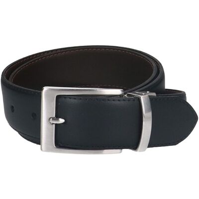 Manfield Zwarte En Bruine Omkeerbare Leren Riem - Maat 105 zwart Manfield Zwarte En Bruine Omkeerbare Leren Riem - Maat 105 zwart