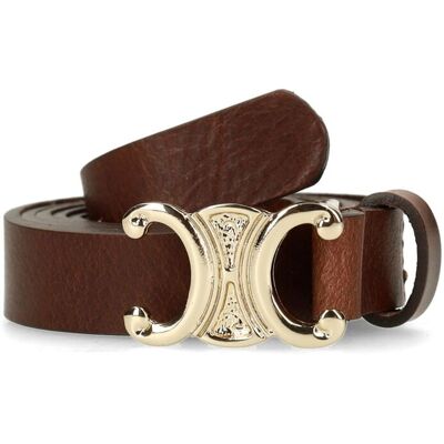 Manfield Bruine Leren Dames Riem - Maat 075 bruin Manfield Bruine Leren Dames Riem - Maat 075 bruin