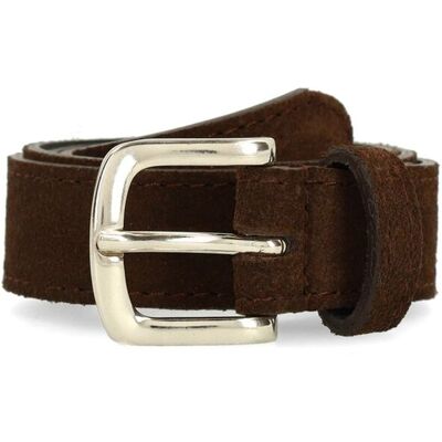 Manfield Donker Bruine Suède Riem - Maat 095 bruin Manfield Donker Bruine Suède Riem - Maat 095 bruin