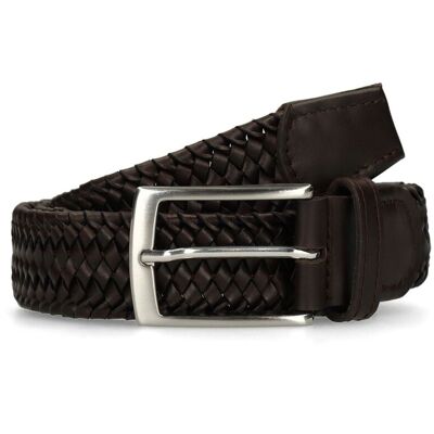 Manfield Bruine Gevlochten Leren Riem - Maat 105 bruin Manfield Bruine Gevlochten Leren Riem - Maat 105 bruin