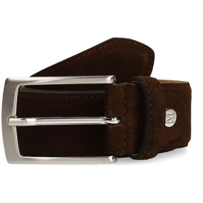 Manfield Donkerbruine Suède Riem - Maat 105 bruin Manfield Donkerbruine Suède Riem - Maat 105 bruin