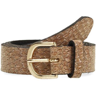 Manfield Beige Leren Riem - Maat 085 beige Manfield Beige Leren Riem - Maat 085 beige