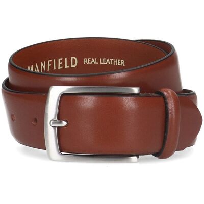 Manfield Bruine Leren Riem - Maat 105 cognac Manfield Bruine Leren Riem - Maat 105 cognac