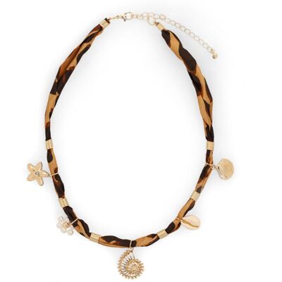 Manfield Panter Ketting Met Goudkleurige Hangers - Maat Onesize bruin Manfield Panter Ketting Met Goudkleurige Hangers - Maat Onesize bruin