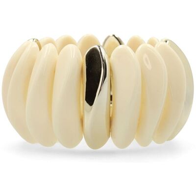 Manfield Beige Armband Met Goud - Maat Onesize beige Manfield Beige Armband Met Goud - Maat Onesize beige