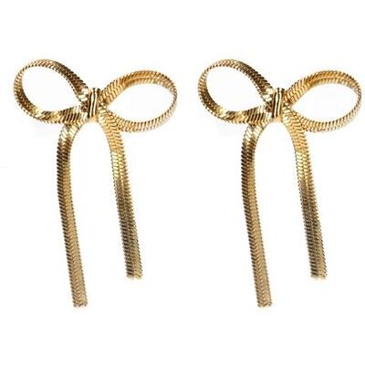 Manfield Gouden Strikjes Oorbellen - Maat Onesize goud Manfield Gouden Strikjes Oorbellen - Maat Onesize goud