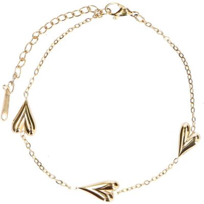 Manfield Gouden Armband Met Hartjes - Maat Onesize goud Manfield Gouden Armband Met Hartjes - Maat Onesize goud