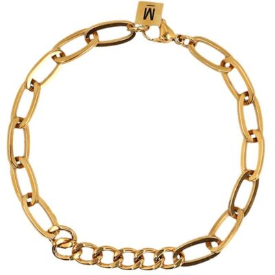 Manfield Gouden Schakel Armband - Maat Onesize goud Manfield Gouden Schakel Armband - Maat Onesize goud