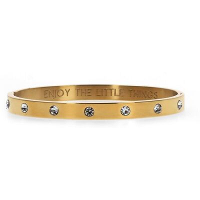 Manfield Gouden Stalen Armband Met Diamantjes - Maat Onesize goud Manfield Gouden Stalen Armband Met Diamantjes - Maat Onesize goud