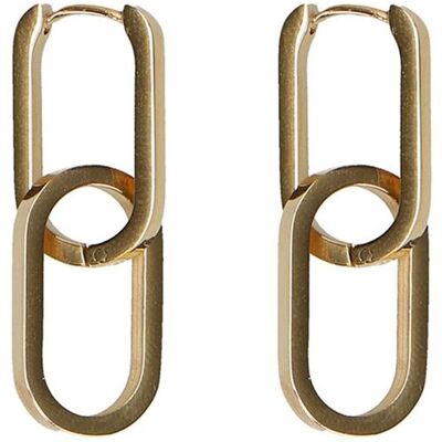 Manfield Goudkleurige Schakel Oorbellen - Maat Onesize goud Manfield Goudkleurige Schakel Oorbellen - Maat Onesize goud