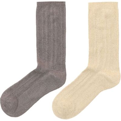 Manfield 2-pack Zilveren & Gouden Glitter Sokken - Maat 35-38 multicolor Manfield 2-pack Zilveren & Gouden Glitter Sokken - Maat 35-38 multicolor