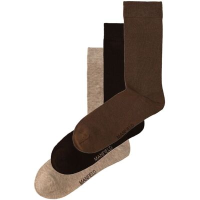 Manfield Bruine 3-pack Sokken - Maat 39-42 bruin Manfield Bruine 3-pack Sokken - Maat 39-42 bruin