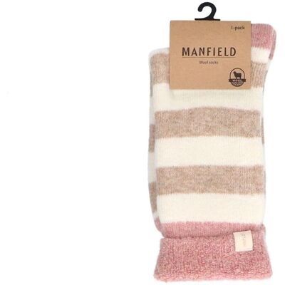 Manfield Roze Gestreepte Cosy Sokken - Maat 39-42 roze Manfield Roze Gestreepte Cosy Sokken - Maat 39-42 roze