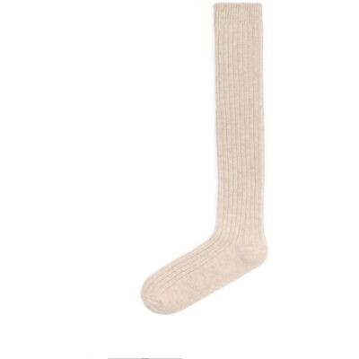 Manfield Beige Wollen Kniekousen - Maat 35-38 beige Manfield Beige Wollen Kniekousen - Maat 35-38 beige