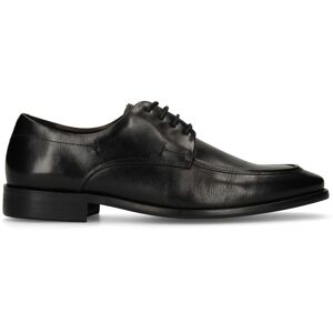 Manfield Zwarte Leren Veterschoenen - Maat 44 zwart Manfield Zwarte Leren Veterschoenen - Maat 44 zwart