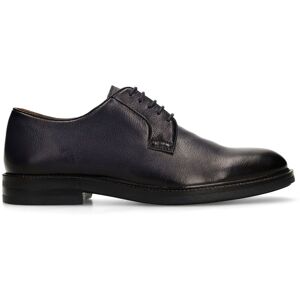 Manfield Donkerblauwe Leren Veterschoenen - Maat 46 blauw Manfield Donkerblauwe Leren Veterschoenen - Maat 46 blauw