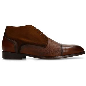 Black Label Bruine Leren Veterschoenen Met Suède Zijkanten - Maat 45 bruin Black Label Bruine Leren Veterschoenen Met Suède Zijkanten - Maat 45 bruin