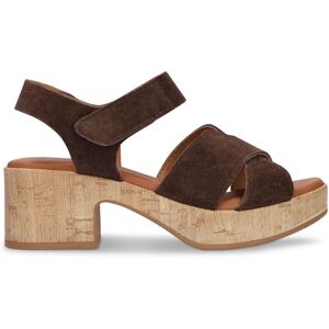 Manfield Bruine Suède Sandalen Met Blokhak Met Klittenband Sluiting - Maat 37 bruin Manfield Bruine Suède Sandalen Met Blokhak Met Klittenband Sluiting - Maat 37 bruin