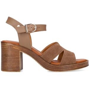 No Stress Bruine Suède Sandalen Met Blokhak Met Gespsluiting - Maat 41 bruin No Stress Bruine Suède Sandalen Met Blokhak Met Gespsluiting - Maat 41 bruin