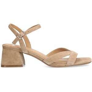 Manfield Beige Suède Sandalen Met Hak Met Gespsluiting - Maat 42 beige Manfield Beige Suède Sandalen Met Hak Met Gespsluiting - Maat 42 beige