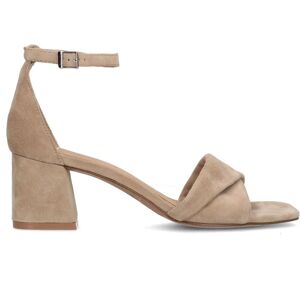 Manfield Beige Suède Sandalen Met Hak Met Gespsluiting - Maat 42 beige Manfield Beige Suède Sandalen Met Hak Met Gespsluiting - Maat 42 beige