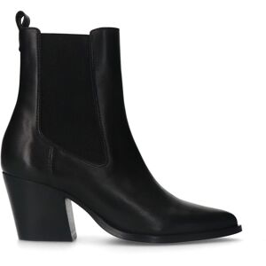 Manfield Zwarte Leren Cowboy Laarzen Met Blokhak Van 7 Cm - Maat 41 zwart Manfield Zwarte Leren Cowboy Laarzen Met Blokhak Van 7 Cm - Maat 41 zwart