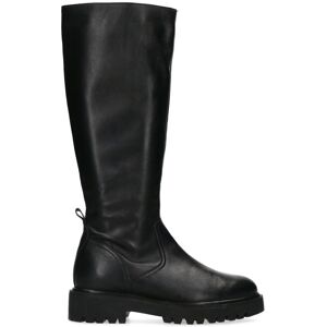 Manfield Zwarte Leren Hoge Laarzen Met Platte Zool Met Ritssluiting - Maat 39 zwart Manfield Zwarte Leren Hoge Laarzen Met Platte Zool Met Ritssluiting - Maat 39 zwart