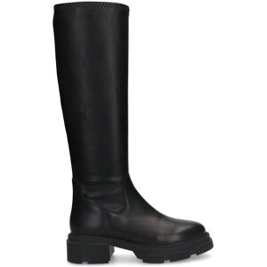 Manfield Zwarte Leren Hoge Laarzen Met Half Stretch Met Ritssluiting - Maat 39 zwart Manfield Zwarte Leren Hoge Laarzen Met Half Stretch Met Ritssluiting - Maat 39 zwart