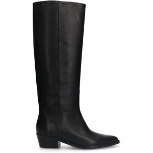 Manfield Zwarte Leren Hoge Laarzen Met Blokhak Van 3 Cm - Maat 41 zwart Manfield Zwarte Leren Hoge Laarzen Met Blokhak Van 3 Cm - Maat 41 zwart