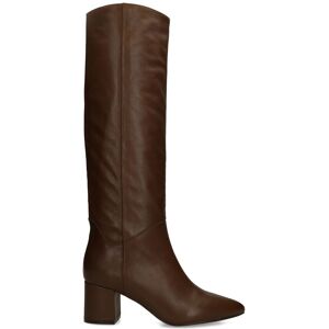 Manfield Bruine Leren Hoge Laarzen Met Hak - Maat 40 bruin Manfield Bruine Leren Hoge Laarzen Met Hak - Maat 40 bruin