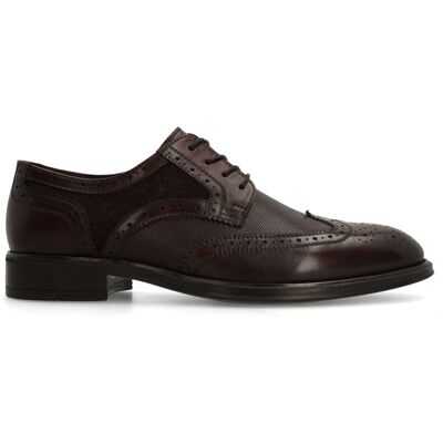 Manfield Bruine Gedetailleerde Leren Veterschoenen - Maat 42 bruin Manfield Bruine Gedetailleerde Leren Veterschoenen - Maat 42 bruin